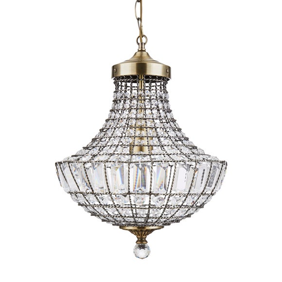 Knightsbridge Crystal Antique Brass Chandelier