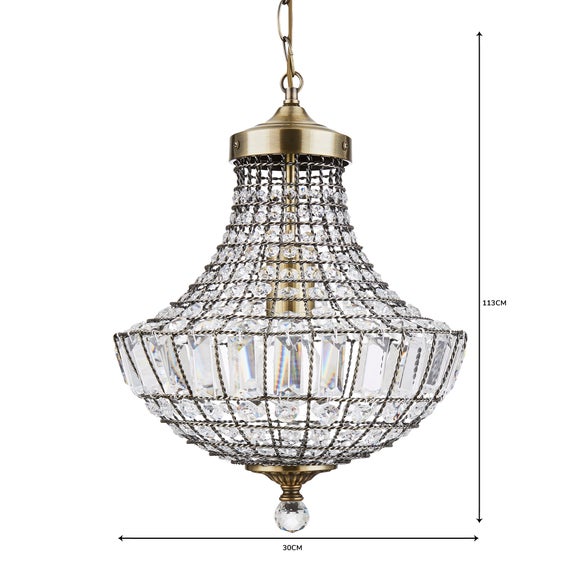 Knightsbridge Crystal Antique Brass Chandelier