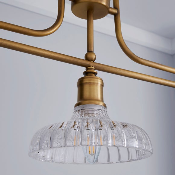 Colt Antique Brass 3 Light Diner Ceiling Light