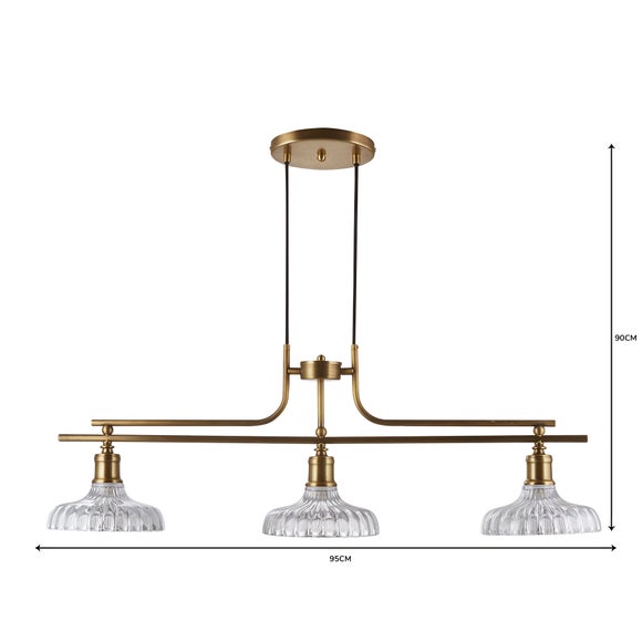 Colt Antique Brass 3 Light Diner Ceiling Light