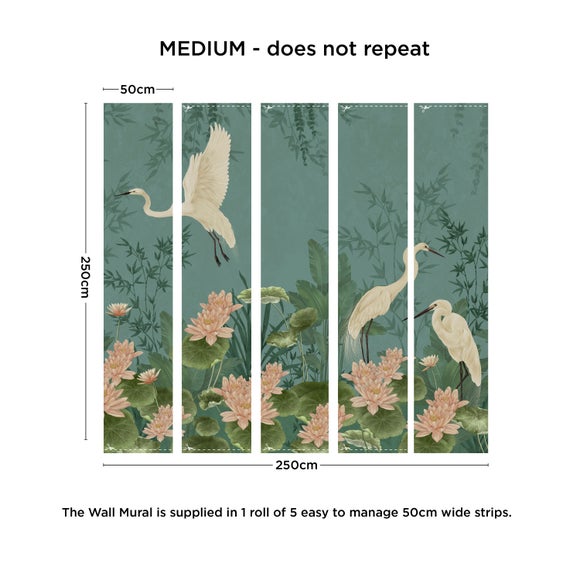 Cranberry and Laine Opulent Crane Wall Mural, product image 12
