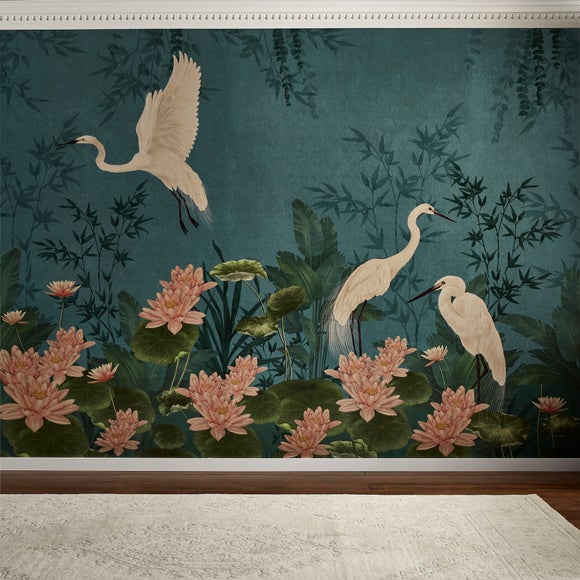 Cranberry and Laine Opulent Crane Wall Mural, product image 14