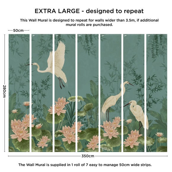 Cranberry and Laine Opulent Crane Wall Mural, product image 20