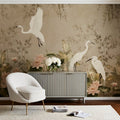 Cranberry and Laine Opulent Crane Wall Mural, product image 1
