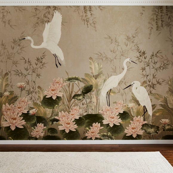 Cranberry and Laine Opulent Crane Wall Mural, product image 2