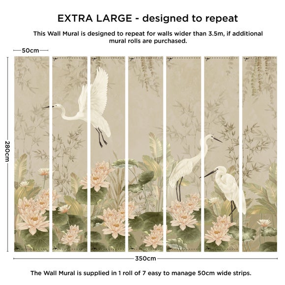 Cranberry and Laine Opulent Crane Wall Mural, product image 24