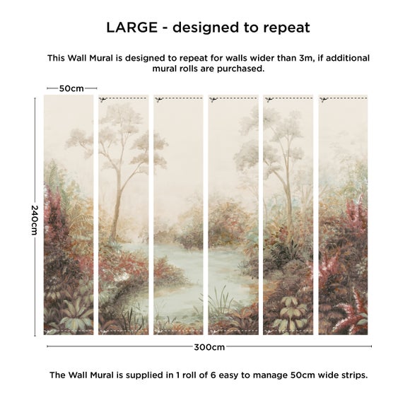 Cranberry and Laine Tranquil Floral Wall Mural, product image 8