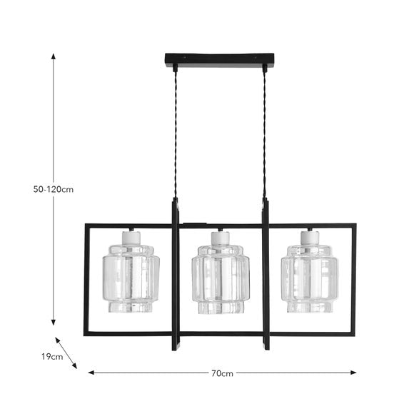 Seattle Industrial 3 Light Diner Ceiling Light