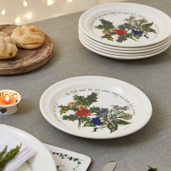 The Holly and the Ivy Set of 6 Large Side Plates