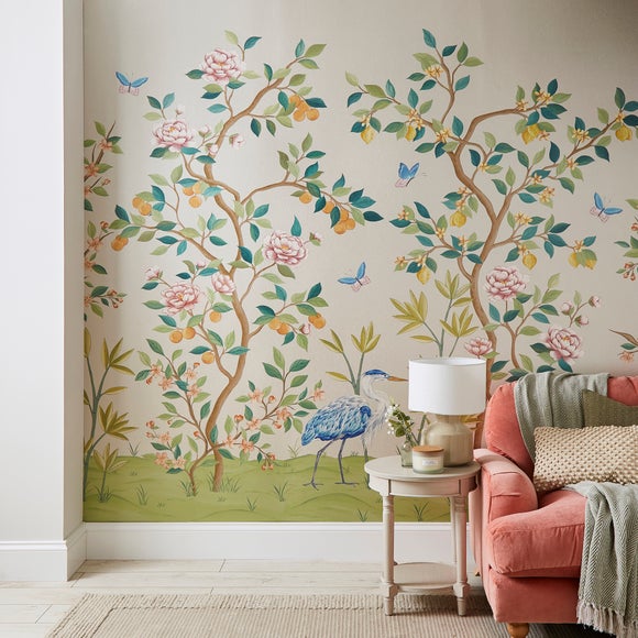 Cranberry and Laine Chinoiserie Floral Wall Mural, product image 1