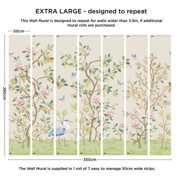 Cranberry and Laine Chinoiserie Floral Wall Mural, product image 8