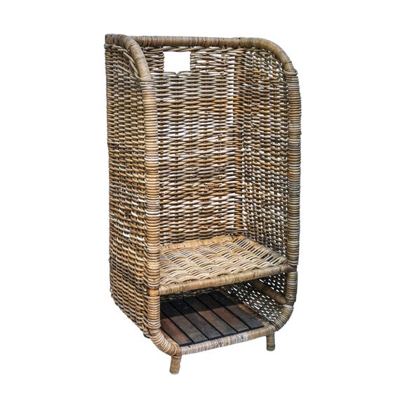 Natural Rattan Log Trolley with Kindling Shelf