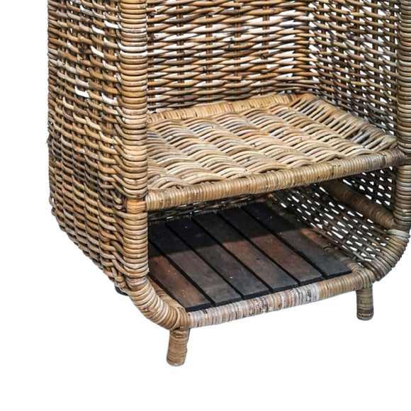 Natural Rattan Log Trolley with Kindling Shelf