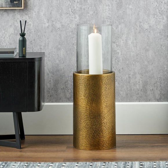 Metal & Glass Pedestal Hurricane Candle Holder, product image 5