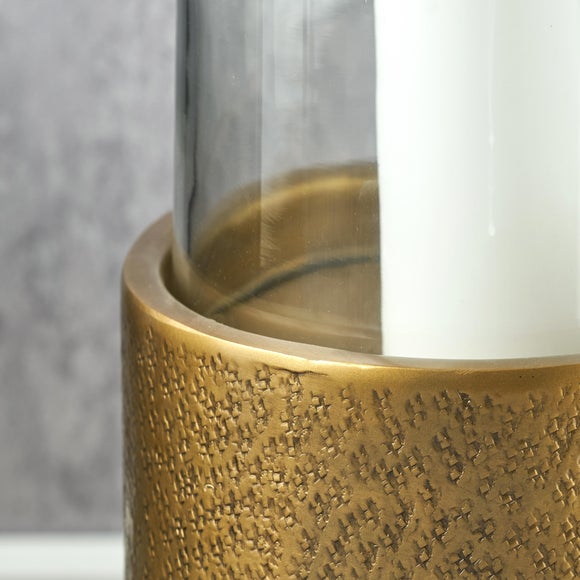 Metal & Glass Pedestal Hurricane Candle Holder, product image 2
