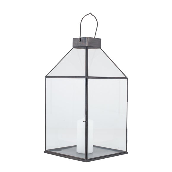 Black & Glass Pyramid Square Lantern