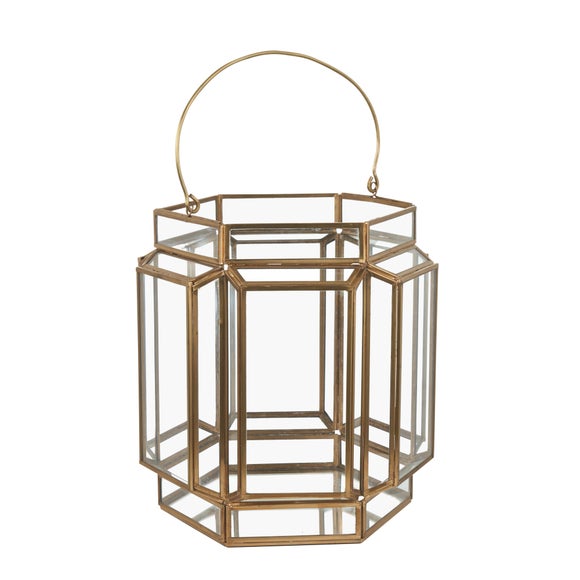 Brass Wide Hexagon Lantern