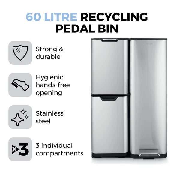 Tower 60L Recycling Pedal Bin with Drawer, product image 26