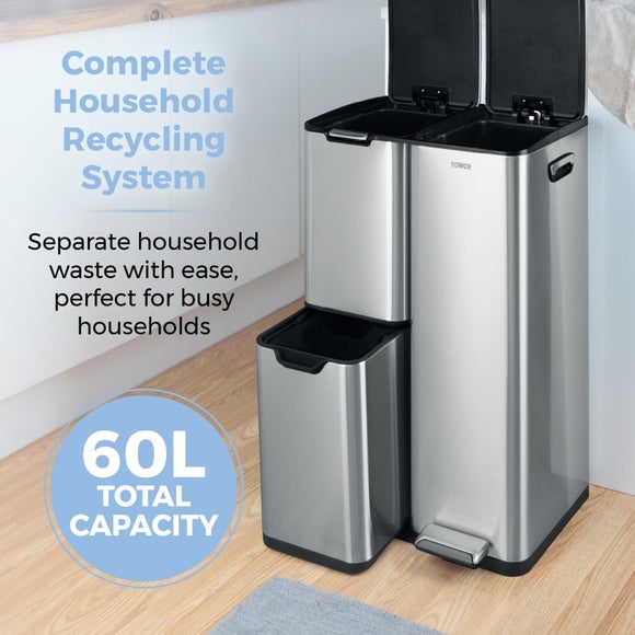 Tower 60L Recycling Pedal Bin with Drawer, product image 27