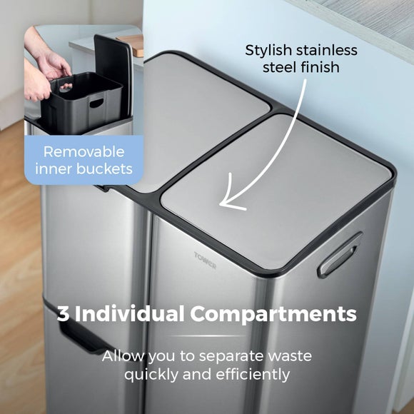 Tower 60L Recycling Pedal Bin with Drawer, product image 29