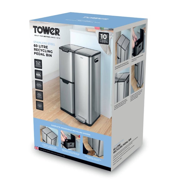Tower 60L Recycling Pedal Bin with Drawer, product image 32