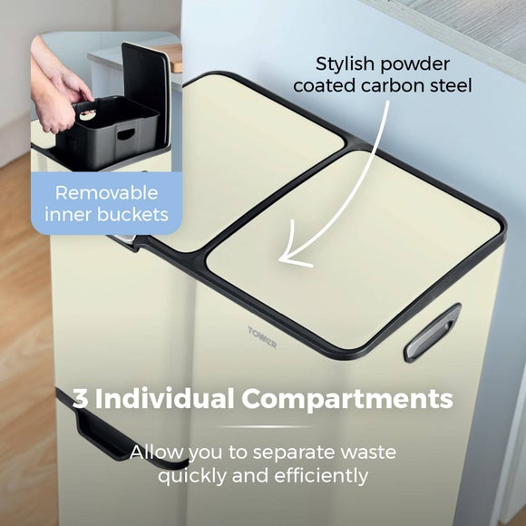 Tower 60L Recycling Pedal Bin with Drawer, product image 21