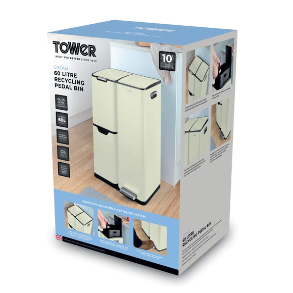 Tower 60L Recycling Pedal Bin with Drawer, product image 24