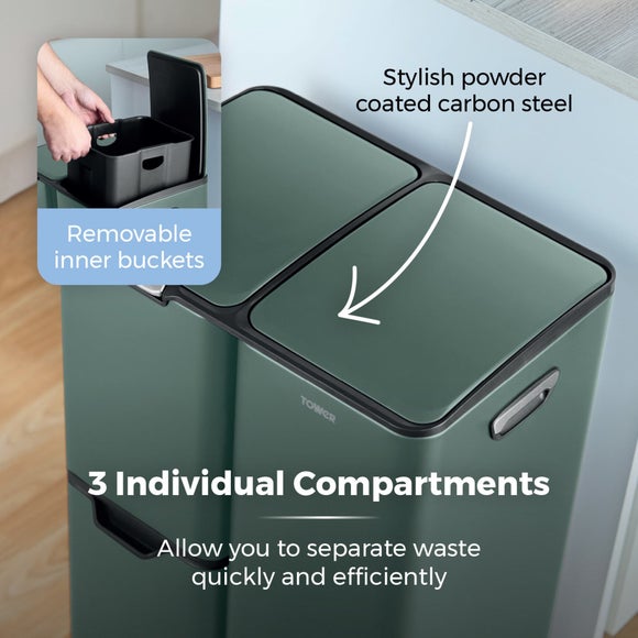 Tower 60L Recycling Pedal Bin with Drawer, product image 5