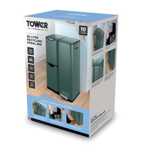 Tower 60L Recycling Pedal Bin with Drawer, product image 8