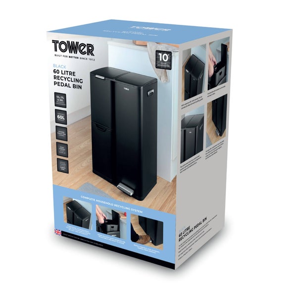 Tower 60L Recycling Pedal Bin with Drawer, product image 16