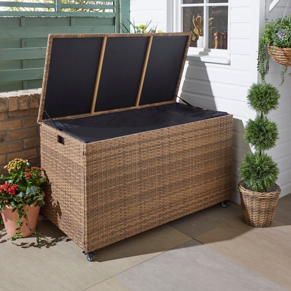 Malta Rattan Effect Garden Storage Box with Wheels