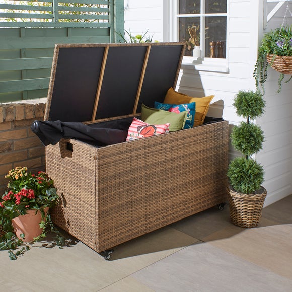 Malta Rattan Effect Garden Storage Box with Wheels