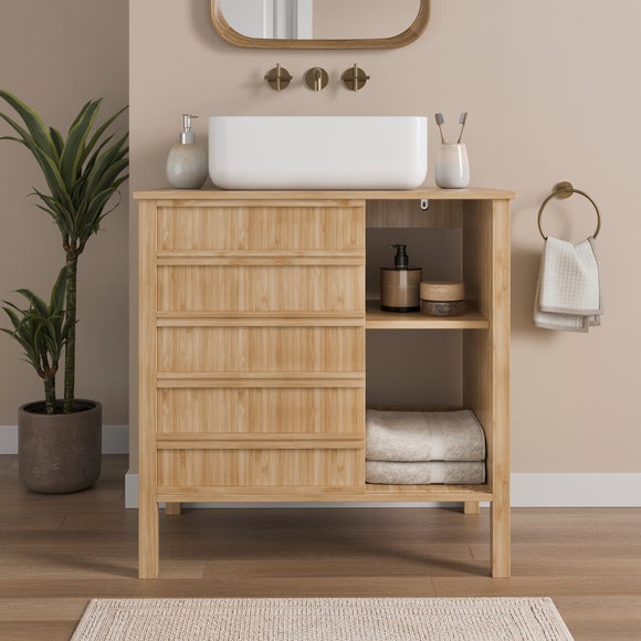 Oto Sliding Door Vanity Unit, Bamboo