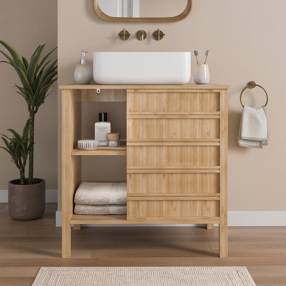 Oto Sliding Door Vanity Unit, Bamboo