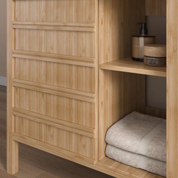 Oto Sliding Door Vanity Unit, Bamboo