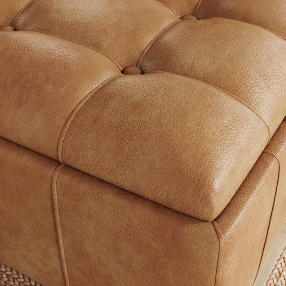 Holland Quilted Faux Leather Tray Table Ottoman