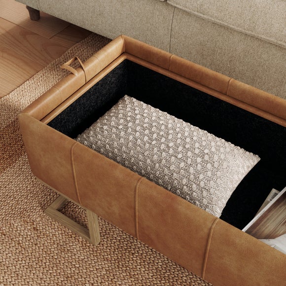 Holland Quilted Faux Leather Tray Table Ottoman