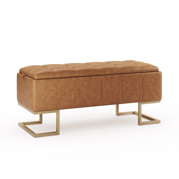 Holland Quilted Faux Leather Tray Table Ottoman