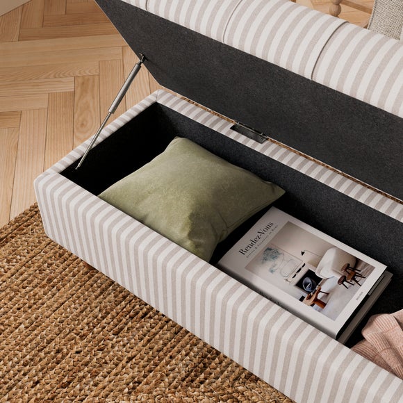 Long Buttoned Linford Stripe Storage Footstool