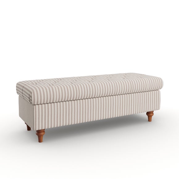 Long Buttoned Linford Stripe Storage Footstool