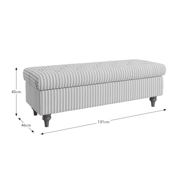 Long Buttoned Linford Stripe Storage Footstool