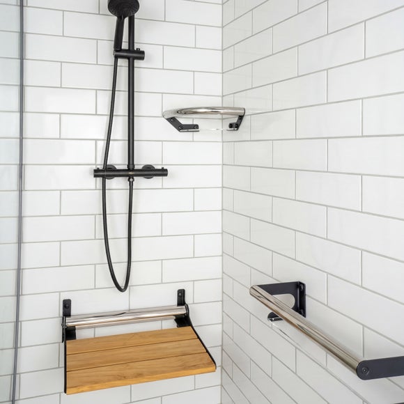 Invisible Creations Wooden Slatted Shower Seat