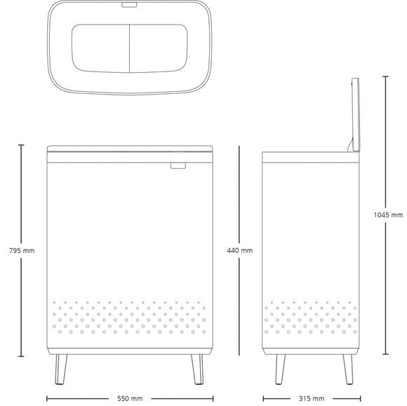 Brabantia Bo Laundry Bin Hi 2x45L, product image 8