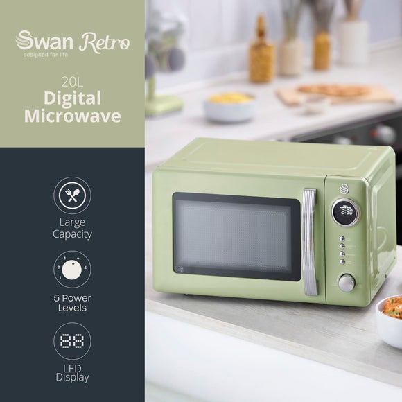 Swan Retro 1.7L Kettle 2 Slice Toaster & 20L Microwave Set, product image 5