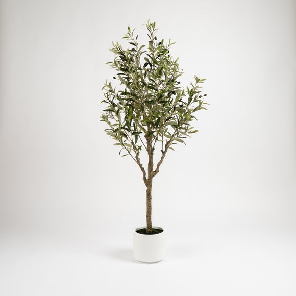 Artificial Olive Tree in White Plant Pot